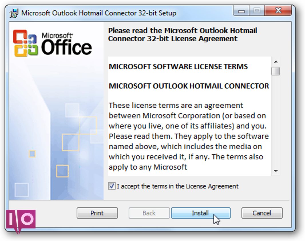 microsoft outlook hotmail connector 32 bit